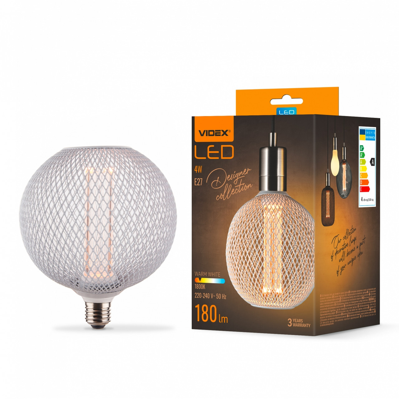 LED лампа VIDEX Filament VL-DWMC125150 4W E27 1800K White Chainmail style