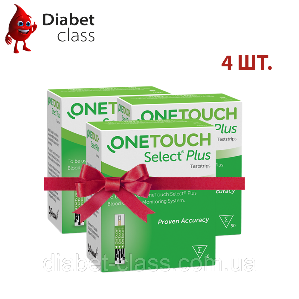 Тест-смужки Ван Тач Селект Плюс 50 шт. (One Touch Select Plus) (4 упаковки)