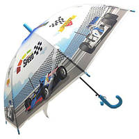 Детский зонт-трость "Автогонки", голубой (66 см) Toys Shop
