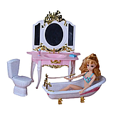 Лялькові меблі Gloria Ванна кімната 2316 меблі для ляльок у комплекті ванна умивальник унітаз, фото 2