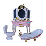 Лялькові меблі Gloria Ванна кімната 2316 меблі для ляльок у комплекті ванна умивальник унітаз, фото 3