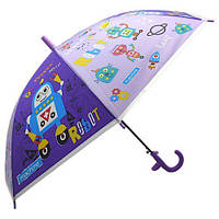Детский зонт-трость "Роботы", фиолетовый (66 см) Toys Shop
