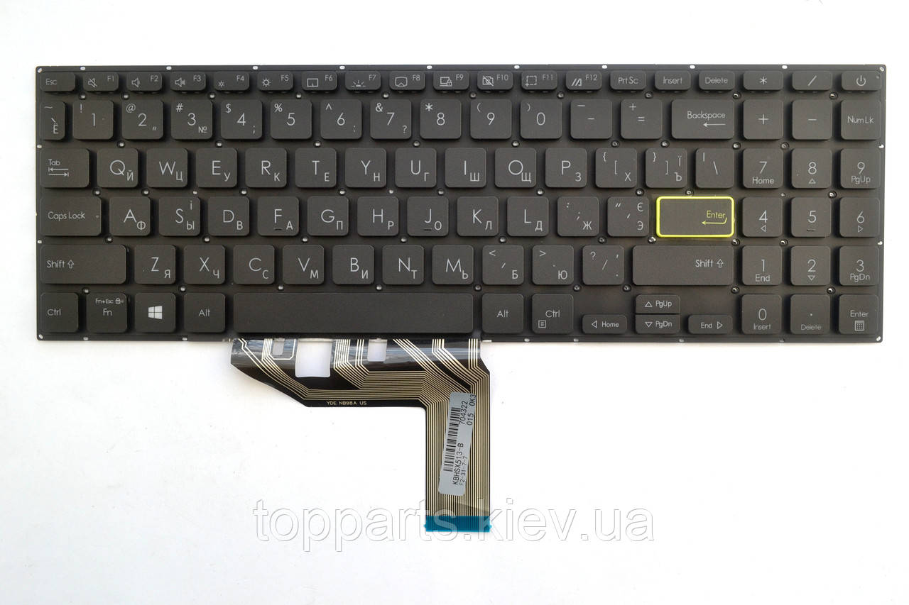 Клавіатура для ноутбуків Asus X513, M513 Series чорна без рамки, з підсвіткою UA/RU/US
