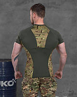 Тактическая влагоотводящая футболка олива, армейская футболка олива зсу, футболка олива с липучками ky229
