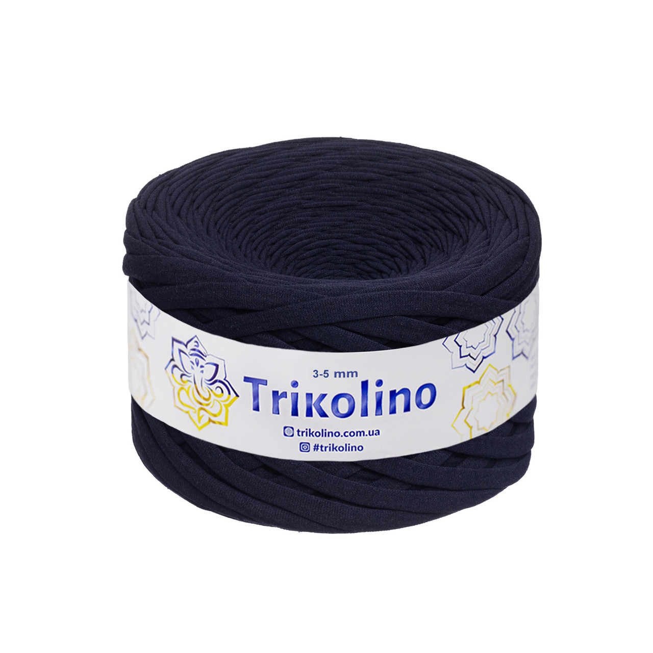 Трикотажна пряжа Trikolino, 3-5 мм, 100 м, Сапфіровий синій, нитки для в'язання