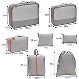 Набір туристичних сумок 7 штук органайзерів для речей та валізи у подорож Trizand 23111 сірий Польща, фото 3