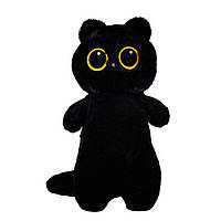 Подушка обнимашка Черный кот "Лупоглазик" 40см детская мягкая игрушка котенок - антистресс кот батон (ST)