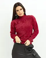 Теплий однотонний светр-трукавка бордового кольору, Бордовий, S