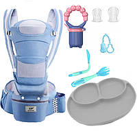 Хипсит эрго-рюкзак кенгуру переноска ложка-вилка с тарелкой и детский ниблер Baby Carrier 6 в GG, код: 7660650