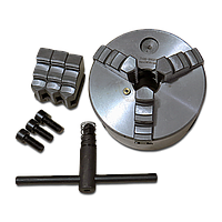 Патрон токарный 3-х кулачковый 100 мм 7100-0002 (прямые обратные кулачки, ключ) Sivertool