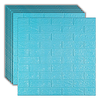 Самоклеюча декоративна 3D панель під бірюзову цеглу 700*770*3мм, декор на стіни, блакитна 3д самоклейка!