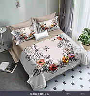 Комплект двуспальное фланелевое постельное белье 175*215 см с цветочным принтом