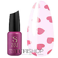 Топ для нігтів STEFFANI Heart Pink без липкого шару прозорий з рожевими сердечками 9 мл (STHPink09)