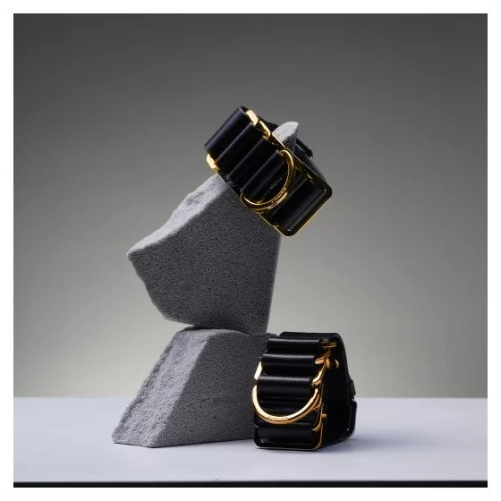 Наручники БДСМ італійська шкіра чорного кольору Upko Кайф, фото 1