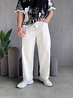 Білі чоловічі джинси завужені однотонні класичні Чоловічі білі завужені повсякденні джинси