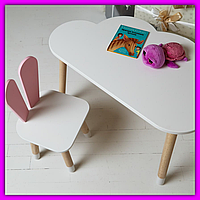 Детский комплект мебели стол стул для малыша, универсальный яркий набор для творчества занятий и развития Розово-белый