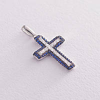 Золотой крестик (сапфир, бриллиант) пб0122gm Оникс GG, код: 6732442