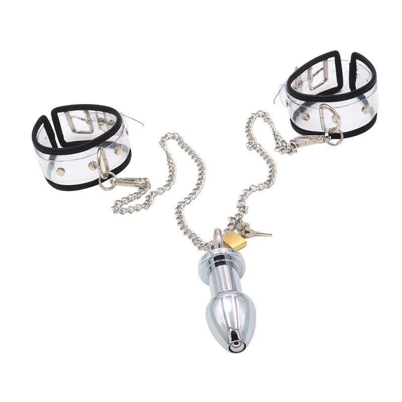 Наручники для БДСМ з анальною пробкою та замком Кайф, фото 1