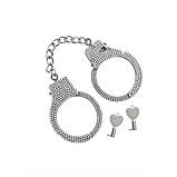 Наручники БДСМ металеві, прикрашені камінням сріблястого кольору Taboom Кайф, фото 3