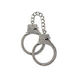 Наручники БДСМ металеві, прикрашені камінням сріблястого кольору Taboom Кайф, фото 4