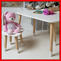 Дитячий дерев'яний столик і стільчик для ігор і творчості, яскравий набір меблів для навчання та розвитку малюка