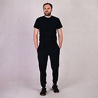 Футболка чоловіча чорна трикотажна однотонна літня 48-60р