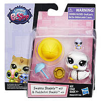 Игровой набор Hasbro Littlest Pet Shop - лебедь Swanna Shadely и малыш Paddleston Shadely