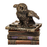 Шкатулка для украшений Veronese Сова на книгах- символ мудоости 12х10 см 75511 бронзовое покрытие