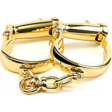 Наручники з коротким ланцюжком БДСМ металеві золоті Lockink Кайф, фото 5