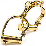 Наручники з коротким ланцюжком БДСМ металеві золоті Lockink Кайф, фото 6