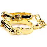 Наручники з коротким ланцюжком БДСМ металеві золоті Lockink Кайф, фото 7