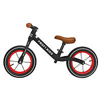 Велобіг дитячий PROFI KIDS 1010 надувні колеса 12 дюймів, чорно-червоний
