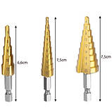 Набір ступінчастих конусних свердел з титановим покриттям - 3 шт Bigstren 6661 Польща, фото 4