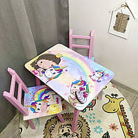Столик 2 стульчика детский 1-5 лет Единорожки, столик для рисования, столик детский для девочки
