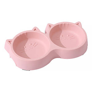 Миска для кішок Taotaopets Cat 123307 подвійна пластикова Pink