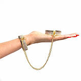 Наручники БДСМ золотистого кольору зі стразами Rianne S Кайф, фото 3