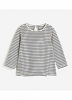 Футболка-лонгслив хлопковая для девочки H&M 1169925-001 086 см (12-18 months) черный, белый