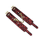 Шкіряні наручники фіксатори з мереживом червоно-чорні Liebe Seele Victorian Garden Кайф, фото 6