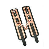 Стильні наручники із шкіри рожеве золото з чорним Liebe Seele Memory Кайф, фото 3