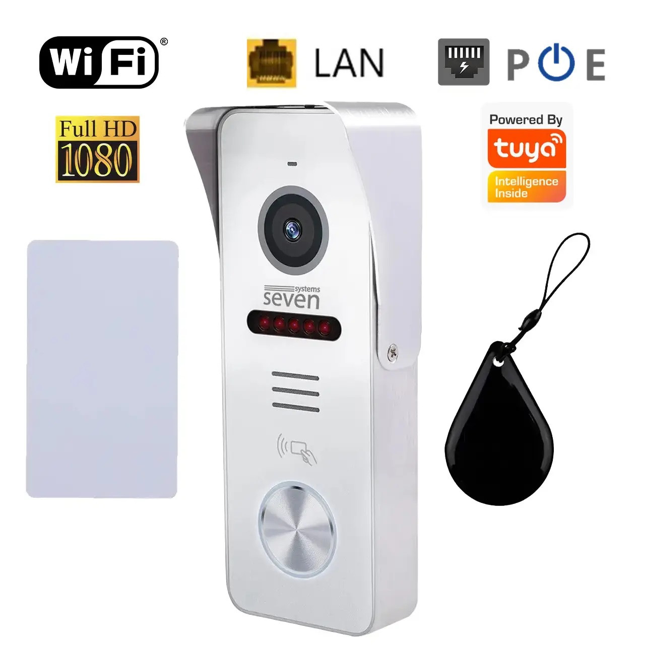 IP-панель виклику з вбудованим зчитувачем карт MIFARE SEVEN CP-7500FHD-Wi-Fi white, фото 1