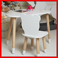 Деревянный красивый детский стульчик и столик, яркий универсальный комплект мебели малышу для творчества и игр