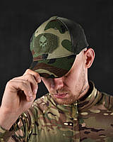 Армейская кепка мультикам коттоновая в сетку тактическая , Полевая бейсболка камуфляжная с липучкой военная