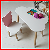 Столик и стульчик ребенку для творчества и обучения, яркий красивый набор детской мебели для творчества малыша Розово-белый