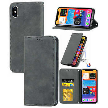 Чохол-книжка Skin Feel Leather Wallet для Apple iPhone XS Max Grey