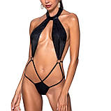 Боді з високим коміром з поліуретану чорний Passion Jannies розміри S M Кайф, фото 2