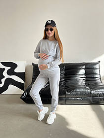 Жіночий спортивний костюм для вагітних і годуючих демісезонний бавовна двонитка Detroit Lullababe S сірий