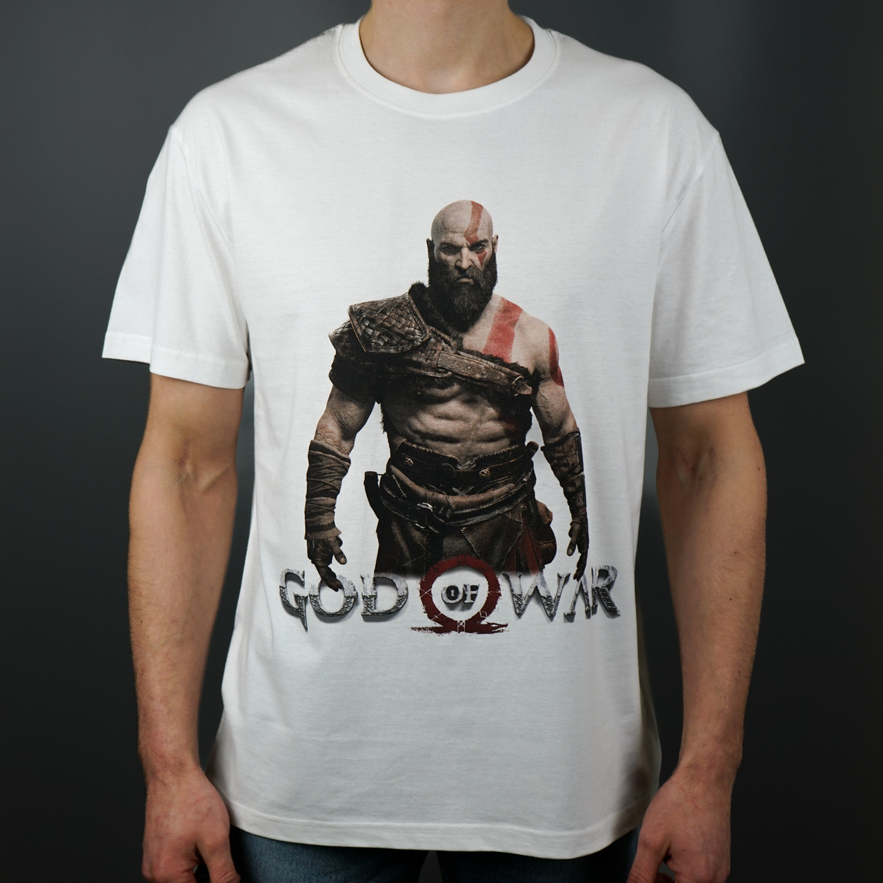 Футболка з принтом God Of War Kratos L Білий