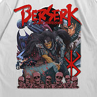 Футболка з принтом Berserk Ґатс Чорний Мечник M Білий, фото 3