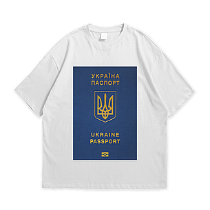 Футболка з патріотичним принтом Паспорт громадянина України XL Білий, фото 1
