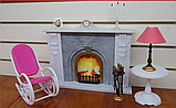 Ігрова лялькова мебель Gloria 96006 мебель для ляльок Вітальня кімната камін крісло тумба, фото 2